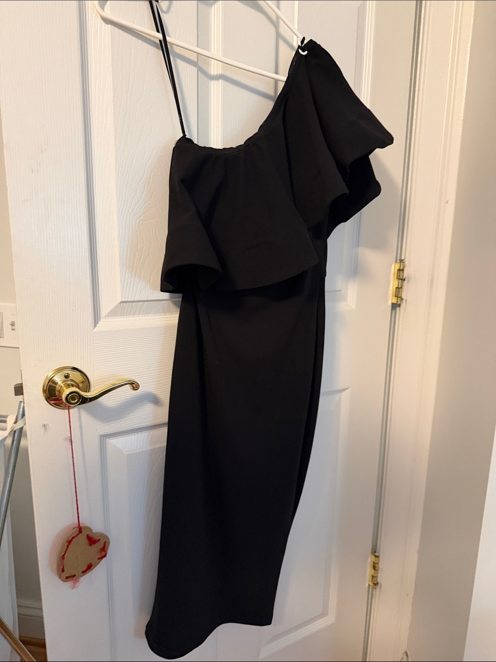 Lulu's One-Shoulder Black Ruffle Dress